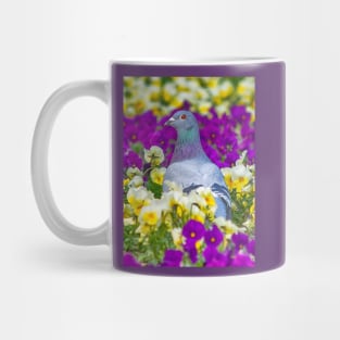 Pigeon and Pansies Mug